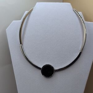 Chico's Silver and Black Modern Necklace